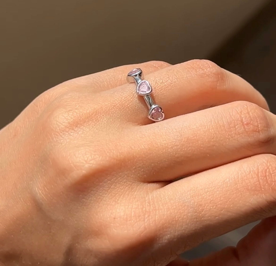 Silver Ring with Hearts (Available in 2 colours)