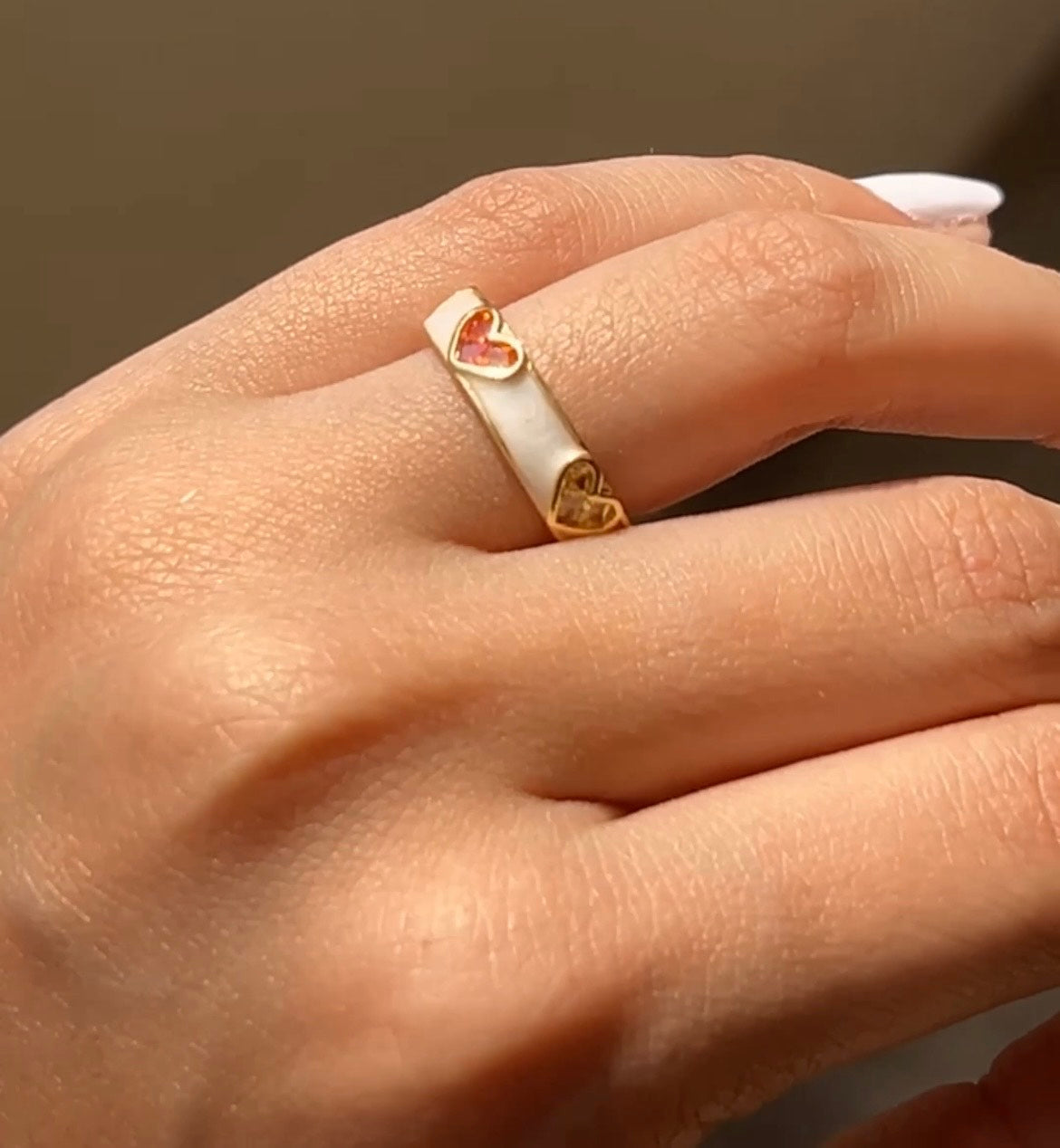 Tri-Colour Heart Ring